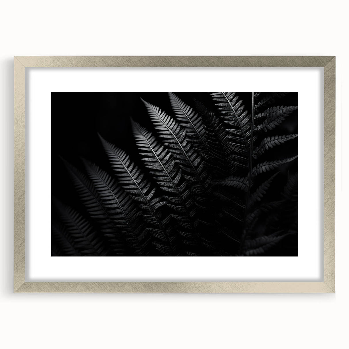 Silver T-frame photo frame with a white mat, showcasing a front view design, ideal for displaying artwork or photographs in a modern setting.