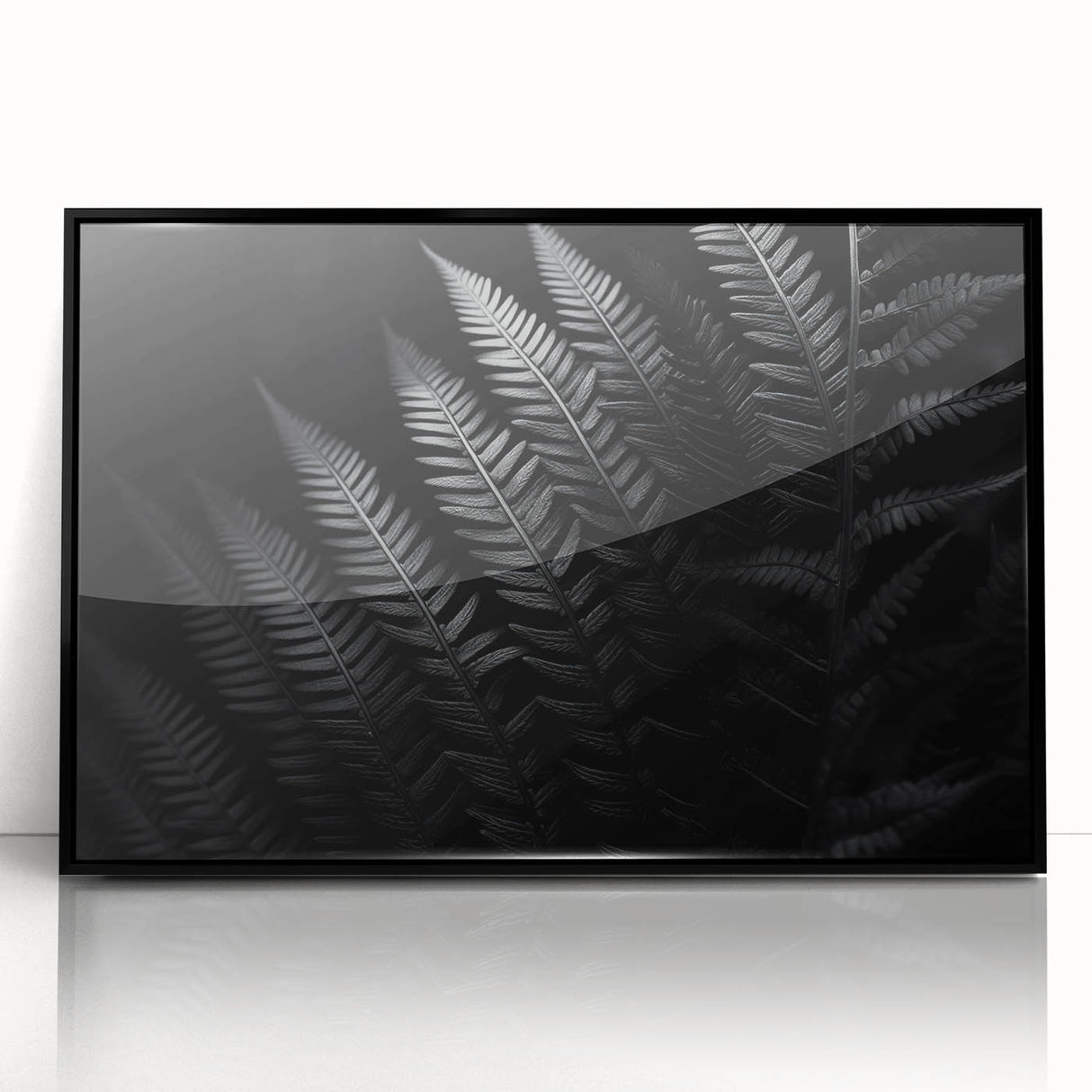 Framed black acrylic display showcasing a sleek, modern design with a glossy finish, ideal for contemporary home decor or office settings, emphasizing elegance and sophistication.
