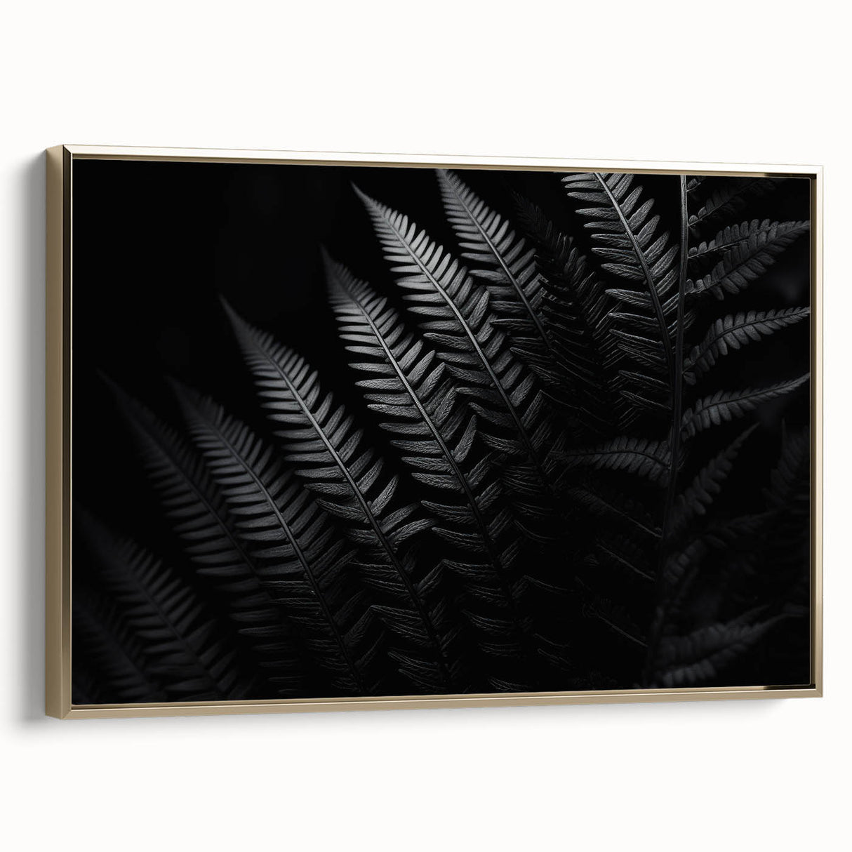 Framed gold side-view canvas artwork showcasing an elegant abstract design, perfect for modern home decor. Ideal for enhancing living spaces with style.