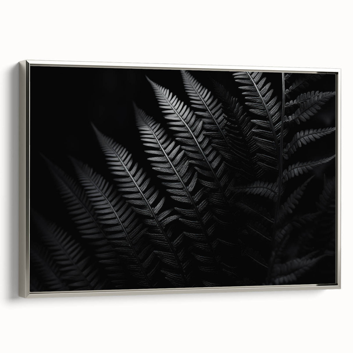 Silver-framed canvas showcasing an elegant side view, featuring a vibrant abstract design. Perfect for modern home decor, this piece adds a touch of sophistication.
