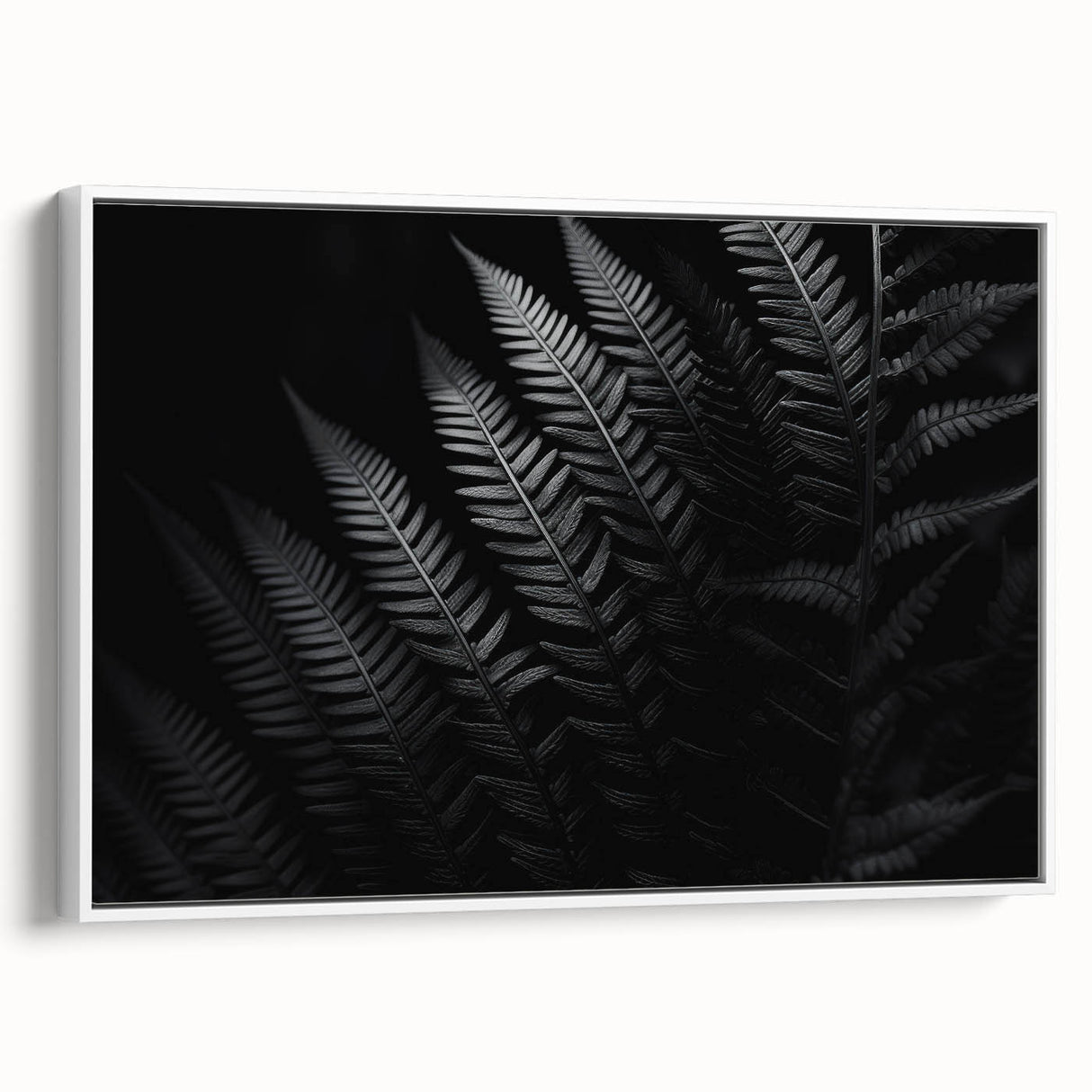 Framed white canvas showcasing an abstract landscape design, featuring a minimalist aesthetic with vibrant colors, ideal for modern home decor. The side view highlights the canvas' sleek profile and sturdy frame, perfect for adding a contemporary touch to any space.