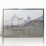Mid-century modernist art featuring a river landscape by Alfred Sisley, in a silver-framed acrylic print.