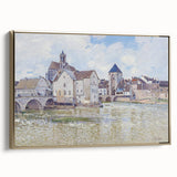 Framed canvas featuring a muted landscape painting by Alfred Sisley, ideal for bedroom wall art.