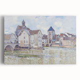 Black and white print of Alfred Sisley's landscape on stretched canvas, ideal for kitchen wall art.