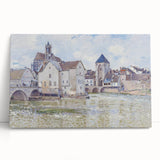 Black and white print of Alfred Sisley's impressionist painting on stretched canvas, ideal for kitchen wall art.