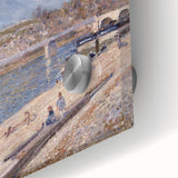 Large abstract wall art by Alfred Sisley in mid-century modernist style, acrylic print on glass.