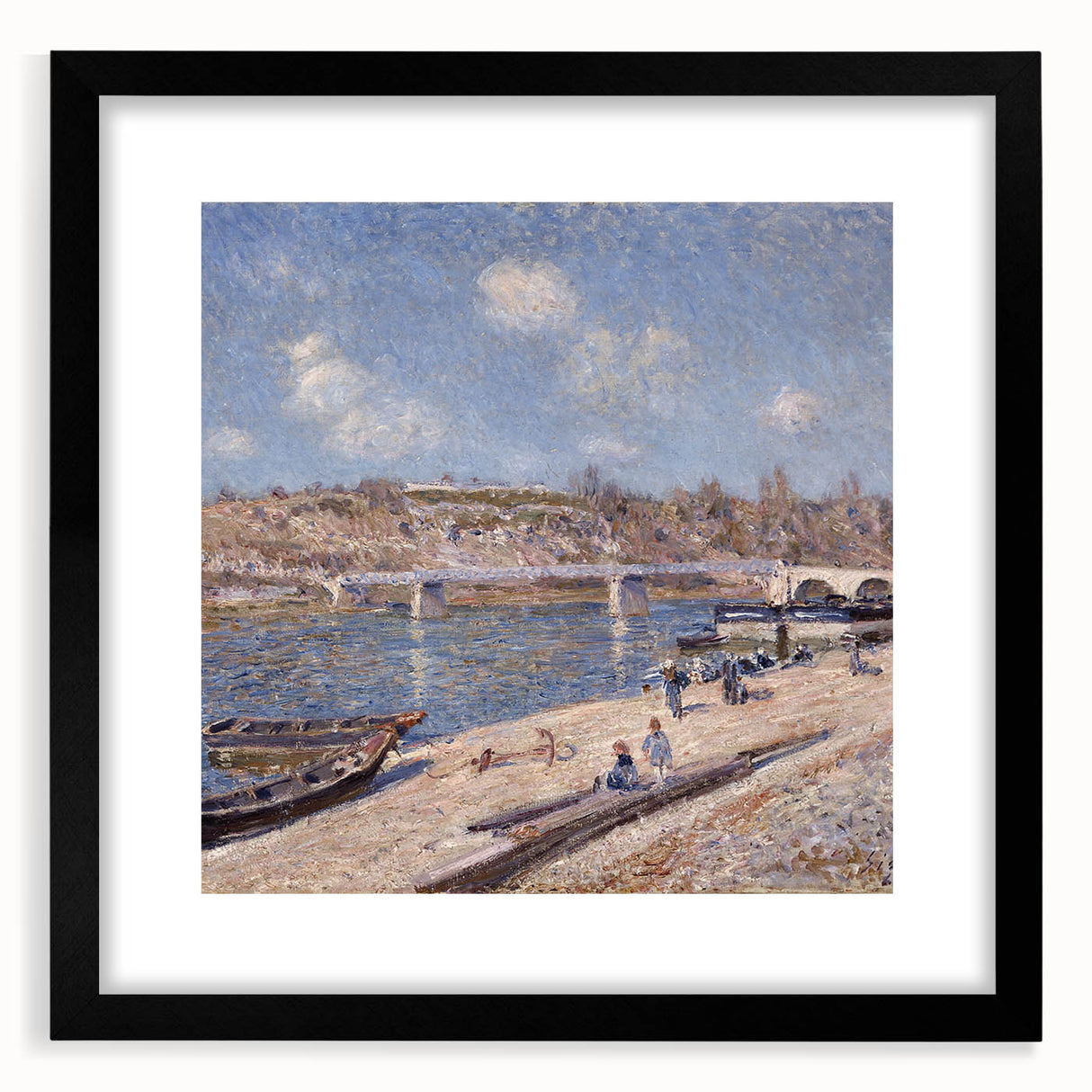 Colorful abstract art print featuring textured brush strokes in vibrant hues on a large framed canvas.