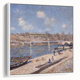 Vintage poster art of Alfred Sisley's impressionistic landscape, framed canvas in extra large size.