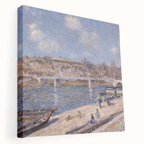 Alfred Sisley-inspired impressionist landscape on large stretched canvas, featuring soft pastel hues.
