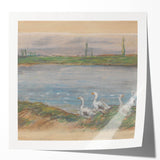 Alfred Sisley-inspired floral landscape print on glossy photo paper, featuring soft pastel colors.