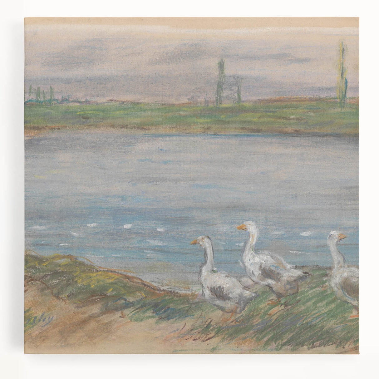 Black and white stretched canvas featuring an Alfred Sisley design, ideal for kitchen wall art.