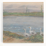 Black and white stretched canvas featuring an Alfred Sisley design, ideal for kitchen wall art.