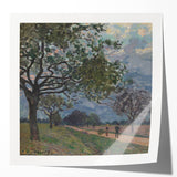 Alfred Sisley-inspired floral landscape on glossy photo print, ideal for art wall dining room or classy bathroom.