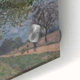 Large abstract wall art by Alfred Sisley in muted earth tones on acrylic glass, ideal for dining room ambiance.