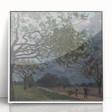 Alfred Sisley's landscape painting on framed acrylic, featuring soft pastel colors, ideal for nursery wall art.