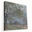 Alfred Sisley impressionist river scene in cool hues on stretched canvas, suitable for kitchen wall art.
