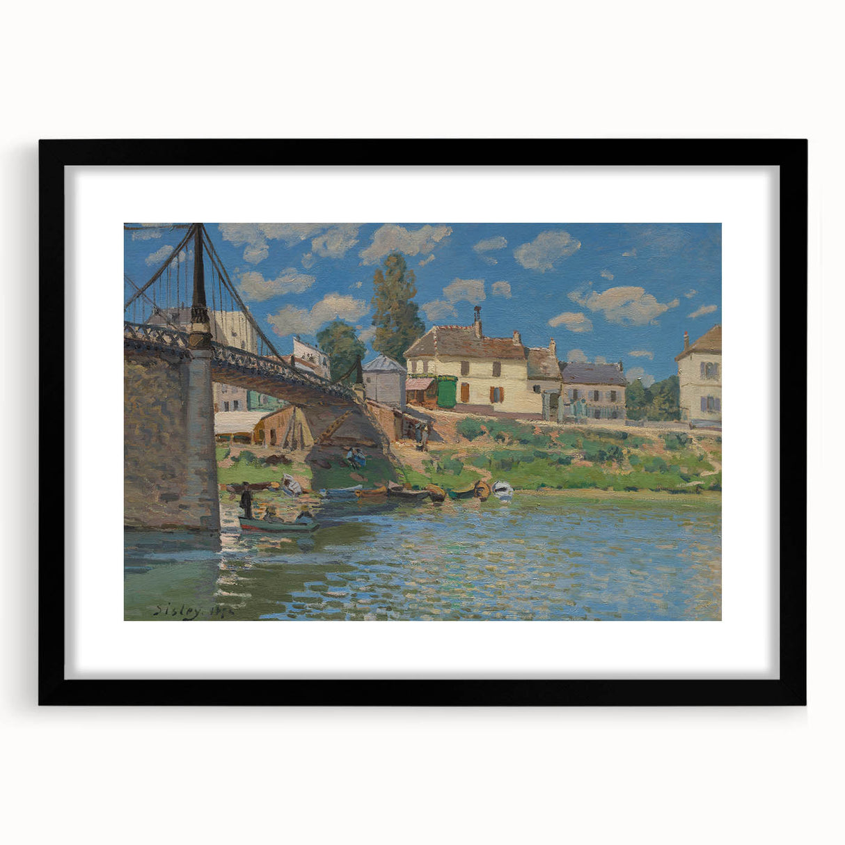 Extra large abstract art print featuring colorful, textured brushstrokes on a black framed canvas.