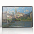 Large abstract wall art featuring muted earth tones, in a mid-century modernist style, framed in black acrylic.