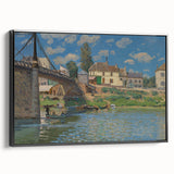 Black and white landscape art painting on framed canvas, featuring a vintage poster style, ideal for bedroom decor.
