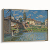 Vintage poster art of a landscape painting on framed canvas, featuring muted earth tones, ideal for bedroom wall art.