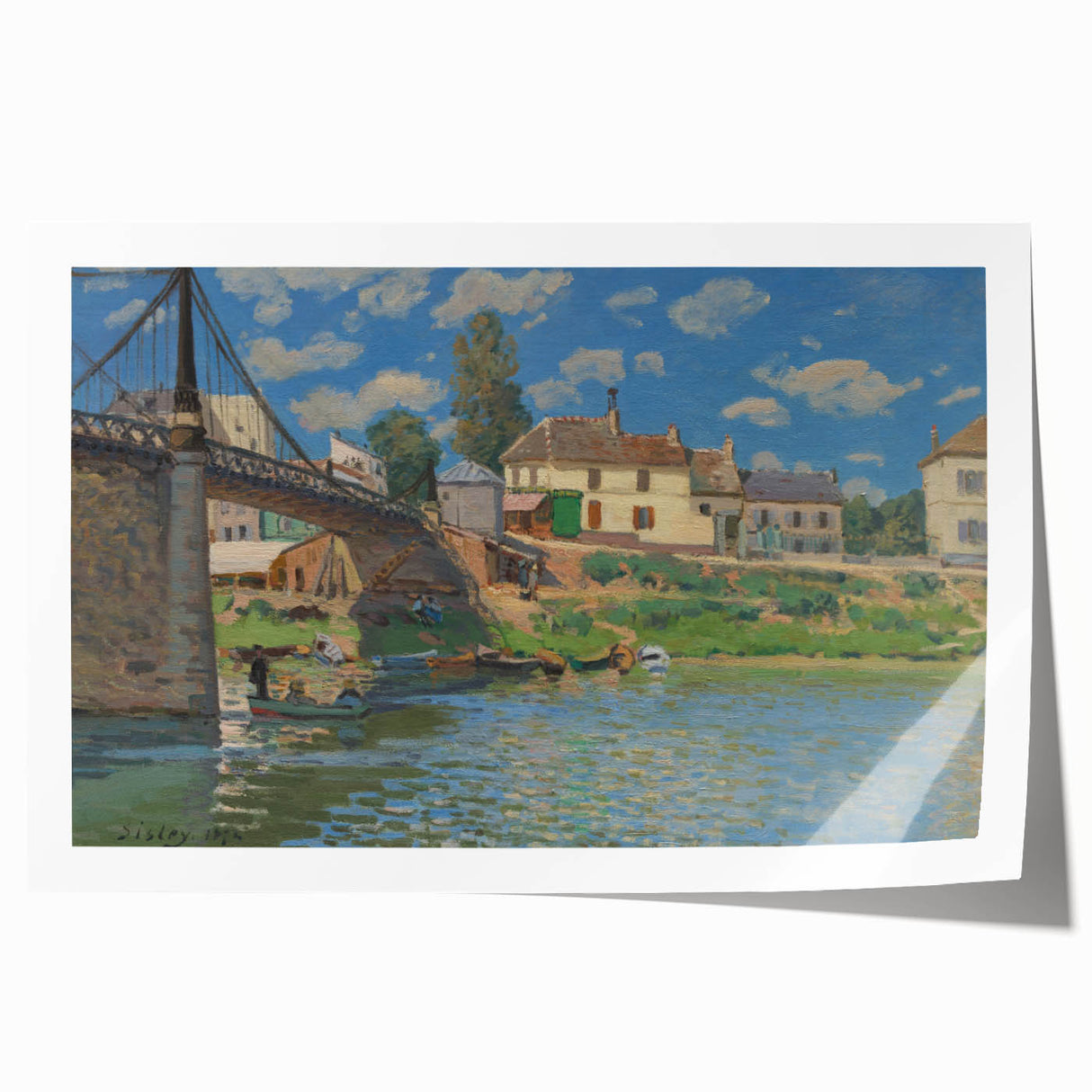 Rolled print of Alfred Sisley's impressionist floral scene in soft pastel colors.