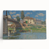 Black and white print of Alfred Sisley's impressionist landscape on stretched canvas, ideal for kitchen wall art.