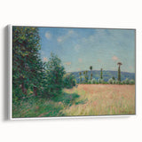 Vintage poster art of a colorful Alfred Sisley painting on extra large framed canvas, suitable for living room decor.