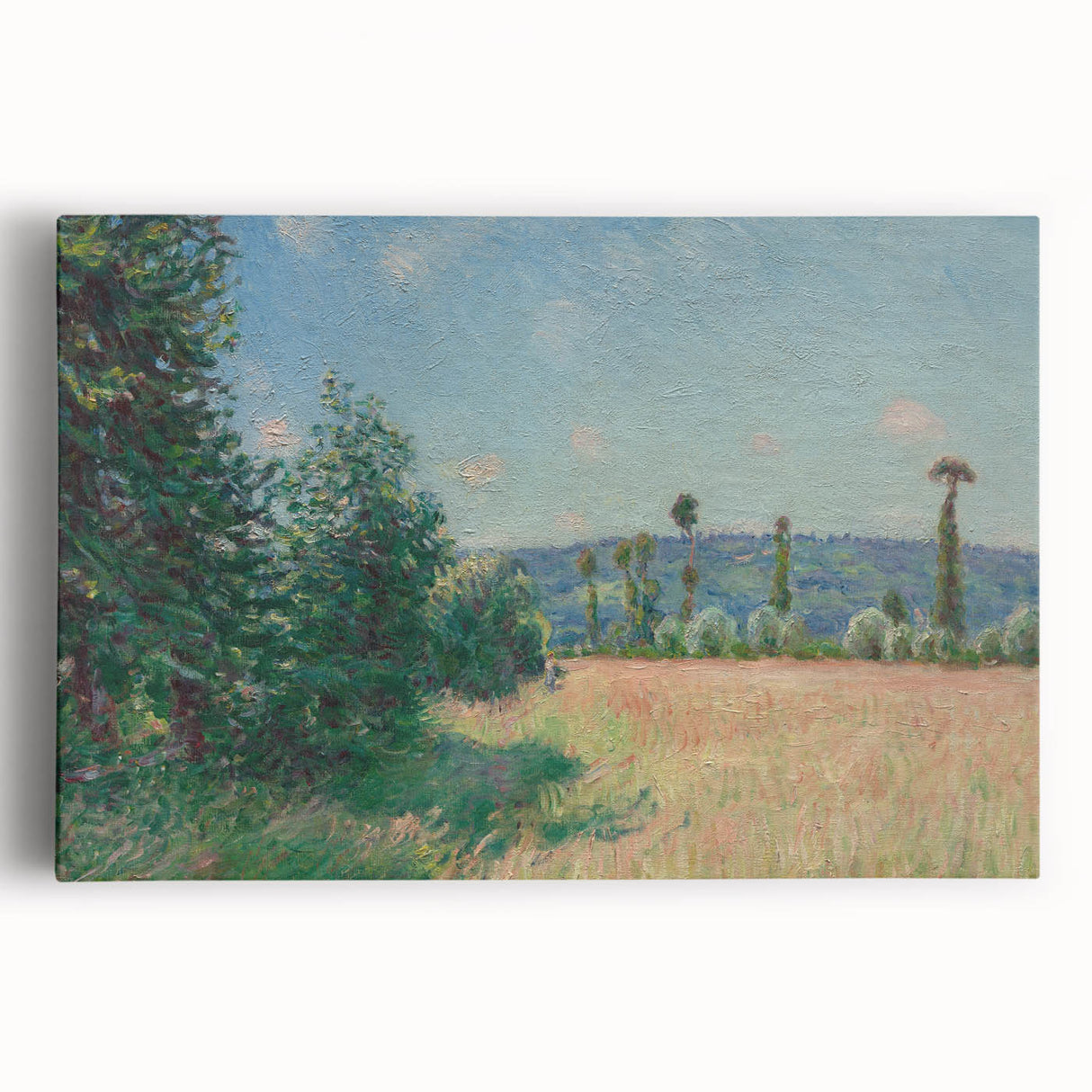 Black and white print of Alfred Sisley's impressionist landscape on large stretched canvas, ideal for kitchen art.