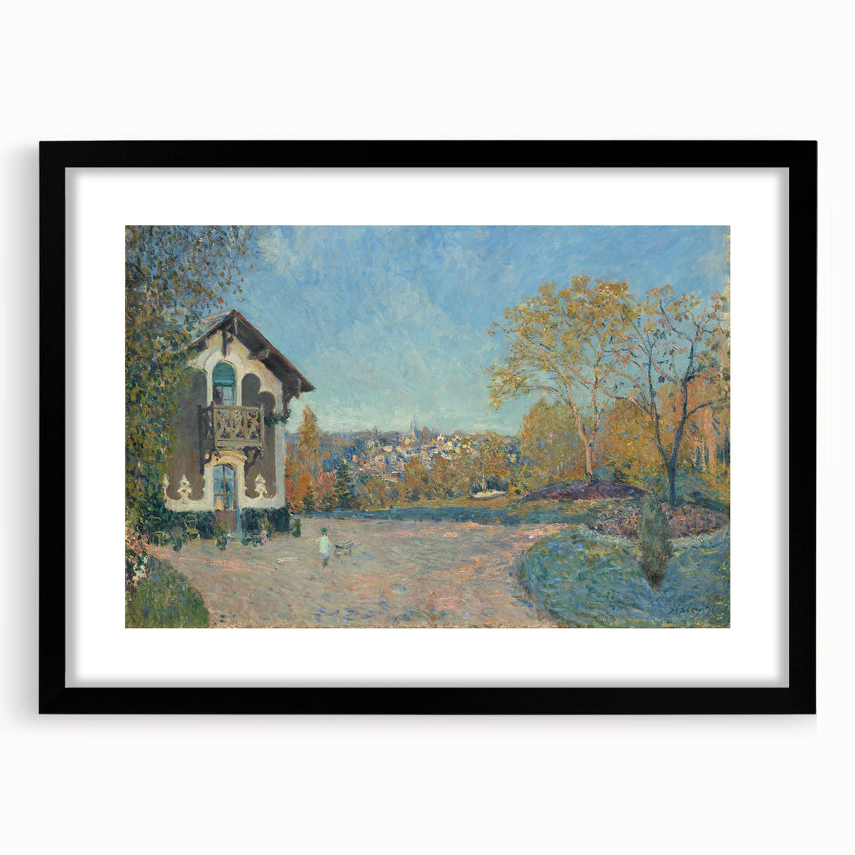 Extra large abstract art print featuring textured, colorful art with vibrant hues on a black framed canvas.