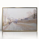 Alfred Sisley-inspired mid-century modernist landscape on large acrylic print with gold frame.