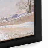 Close-up of a black framed canvas featuring Alfred Sisley's textured, colorful art, ideal for extra large living room decor.