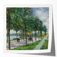 Alfred Sisley-inspired floral landscape in muted greens and blues on a glossy photo print.