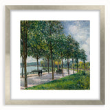 Textured art print featuring abstract patterns in cool gray tones on a silver-framed canvas, suitable for bedroom decor.