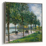 Framed canvas depicting Alfred Sisley's landscape art paintings with colorful foliage and a river.