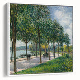 Vintage poster art featuring a colorful Alfred Sisley painting in a white frame, ideal for living room decor.