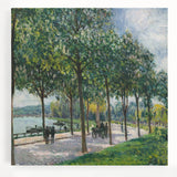 Black and white impressionist painting of a serene landscape on large stretched canvas, ideal for kitchen wall art.