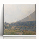 Alfred Sisley's river landscape in muted watercolor tones, framed in white acrylic, suitable as modern art wall decor.