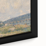 Close-up of textured black wall art featuring colorful, impressionist-style brush strokes on an extra large framed canvas.