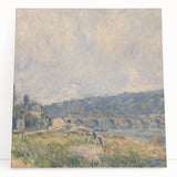 Monochrome print of a serene landscape on stretched canvas, ideal for kitchen wall art or bedroom ambiance.