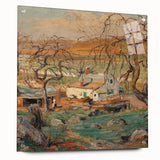 Acrylic print of Alfred Sisley's abstract riverside landscape in soft blues and greens.