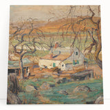 Black and white print of Alfred Sisley's impressionist painting on large stretched canvas.