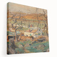 Alfred Sisley inspired landscape on stretched canvas with soft pastel shades, ideal for kitchen wall art.