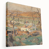 Alfred Sisley inspired landscape on stretched canvas with soft pastel shades, ideal for kitchen wall art.