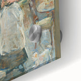 Mid-century modernist abstract art in muted earth tones on acrylic glass, ideal for dining room art.