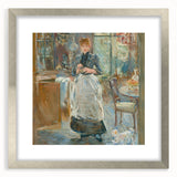 Textured abstract art print in gray and white tones on a silver-framed canvas, ideal for modern bedroom decor.