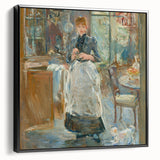 Black and white vintage poster art featuring a landscape painting on framed canvas, ideal for bedroom decor.