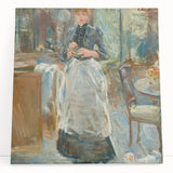 Black and white print of Berthe Morisot's painting on stretched canvas, suited for kitchen wall art or bedroom ambiance.