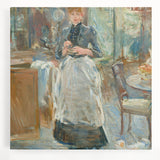 Large black and white stretched canvas of Berthe Morisot's impressionist painting, ideal for kitchen art.