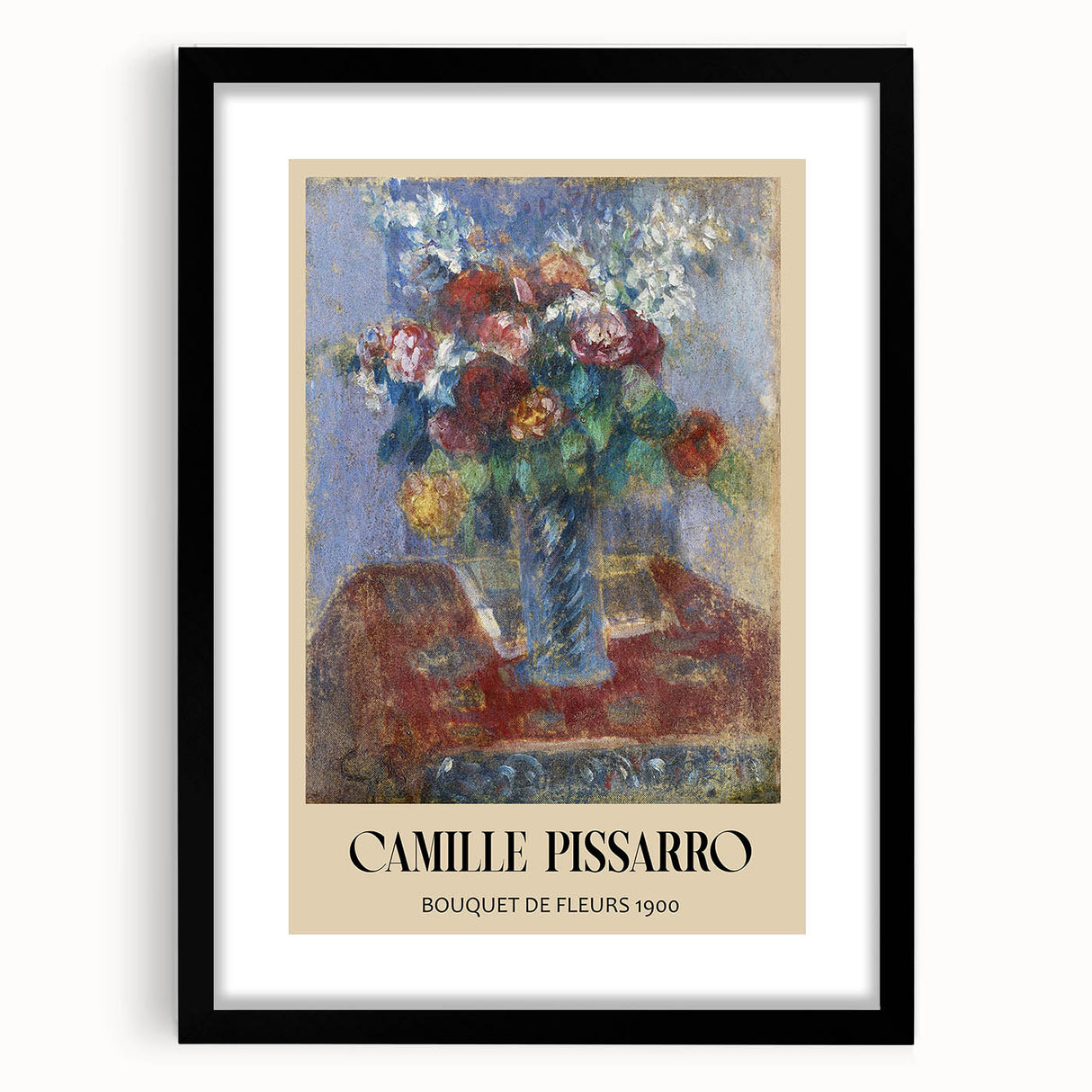 Extra large abstract art print of colorful, textured brushstrokes on a black framed canvas, ideal for living room decor.