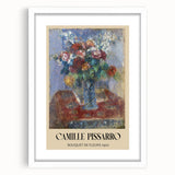 Abstract art print of a Camille Pissarro painting with muted earth tones, framed in white, ideal for dining room decor.